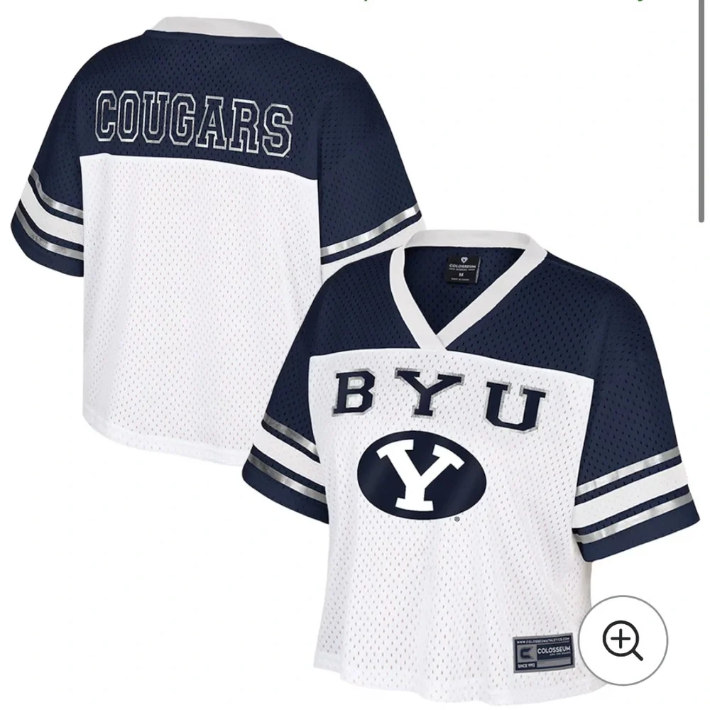 BYU COUGARS Colosseum Jersey WOMEN FOOTBALL UNIFORM SHIRT TREASURE CROPPED CROP - Picture 4 of 8